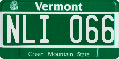 VT license plate NLI066