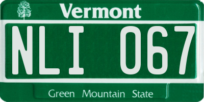 VT license plate NLI067