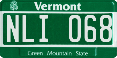 VT license plate NLI068