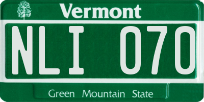 VT license plate NLI070
