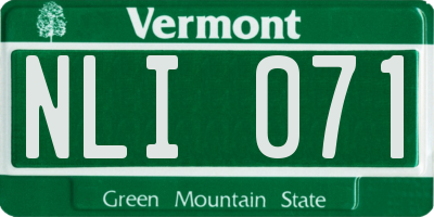 VT license plate NLI071