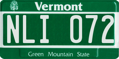 VT license plate NLI072