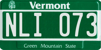 VT license plate NLI073