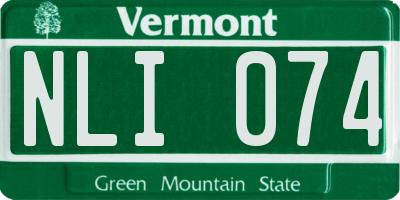 VT license plate NLI074
