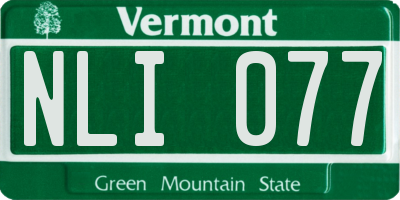 VT license plate NLI077
