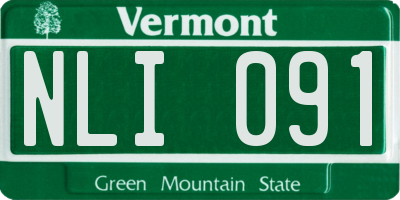 VT license plate NLI091