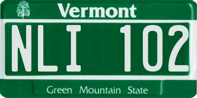 VT license plate NLI102