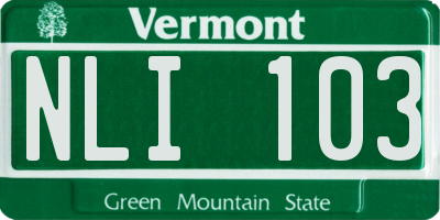 VT license plate NLI103