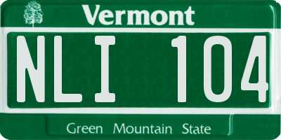 VT license plate NLI104