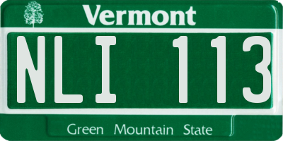 VT license plate NLI113