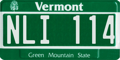VT license plate NLI114
