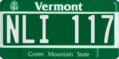 VT license plate NLI117