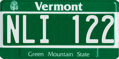 VT license plate NLI122