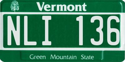 VT license plate NLI136