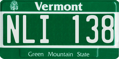 VT license plate NLI138