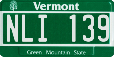 VT license plate NLI139
