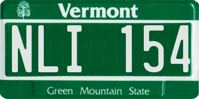 VT license plate NLI154