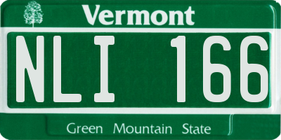 VT license plate NLI166