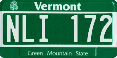 VT license plate NLI172