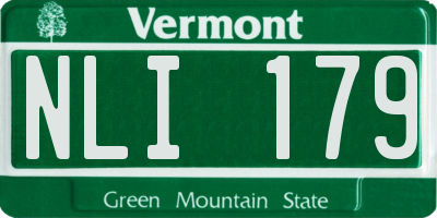 VT license plate NLI179