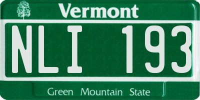 VT license plate NLI193
