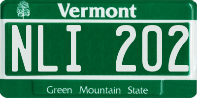 VT license plate NLI202