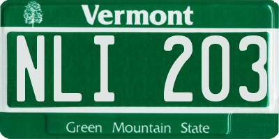 VT license plate NLI203