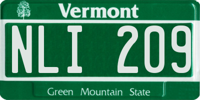 VT license plate NLI209