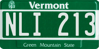 VT license plate NLI213