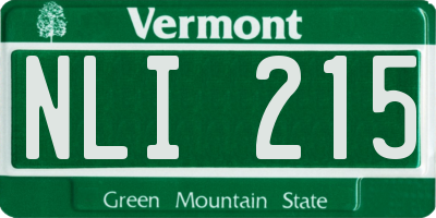VT license plate NLI215