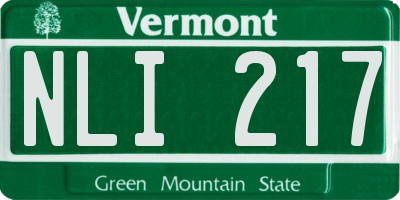 VT license plate NLI217