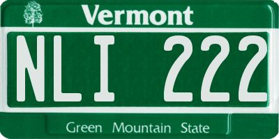 VT license plate NLI222