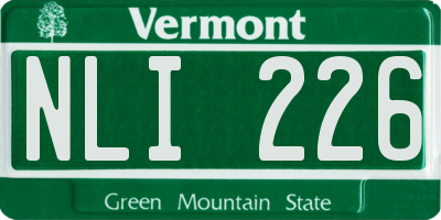 VT license plate NLI226