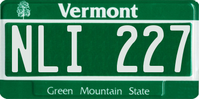 VT license plate NLI227