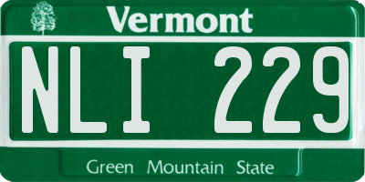 VT license plate NLI229