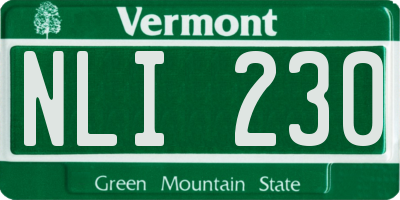 VT license plate NLI230