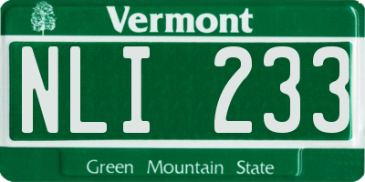 VT license plate NLI233