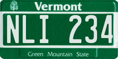 VT license plate NLI234