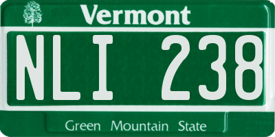VT license plate NLI238