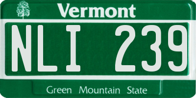 VT license plate NLI239