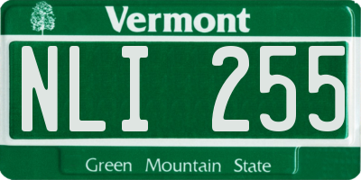 VT license plate NLI255