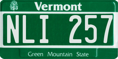 VT license plate NLI257