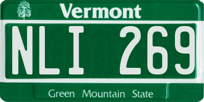 VT license plate NLI269