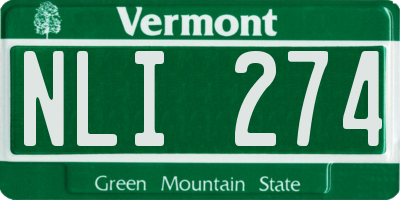 VT license plate NLI274
