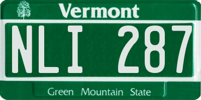 VT license plate NLI287