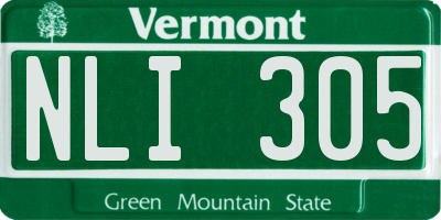VT license plate NLI305