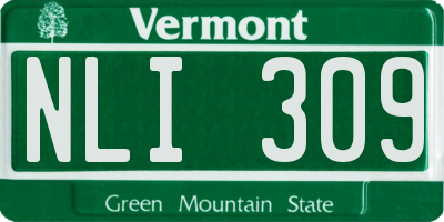 VT license plate NLI309