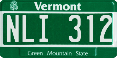 VT license plate NLI312