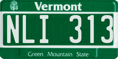VT license plate NLI313