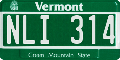 VT license plate NLI314